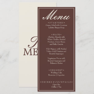 Menu Casamento Retro de Chocolate Marrom Antigo Dinheir