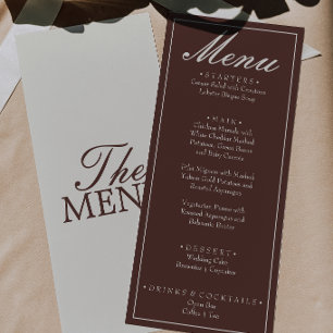 Menu Casamento Retro de Chocolate Marrom Antigo Dinheir