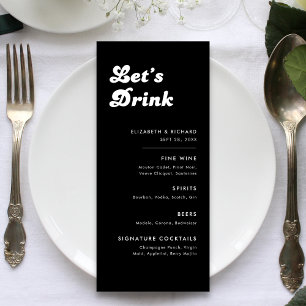Menu Casamento Retro Elegante Preto Branco Vamos Beber 