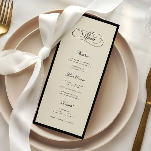 Menu Casamento Retro Estilo Old Money Marfim e Preto