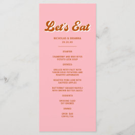 Menu Casamento Retro Groovy Rosa e Vermelho