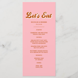 Menu Casamento Retro Groovy Rosa e Vermelho