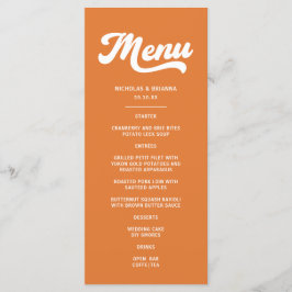 Menu Casamento Retro Laranja dos Anos 70