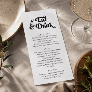 Menu Casamento Retro Moderno Preto Branco Comer e Beber