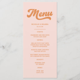 Menu Casamento Retro Rosa Laranja Vintage
