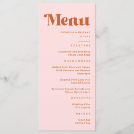Menu Casamento Retro Rosa Vermelho Laranja