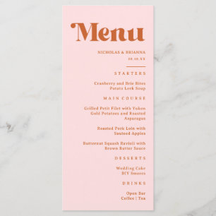 Menu Casamento Retro Rosa Vermelho Laranja