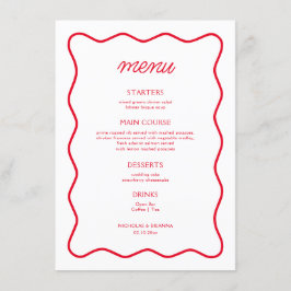 Menu Casamento Retro Vermelho e Namorados Branco