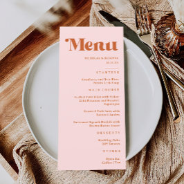 Menu Casamento Retroativo Laranja Cor-de-Rosa Vermelha
