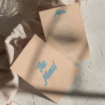 Menu Casamento Retroativo Mínimo e Colorido Moderno<br><div class="desc">Um menu colorido de janto de casamento amarelo de pêssego. Que apresenta design modelo de chic de fundo de pêssego boho vintage e tipografia azul em negrito. Perfeito e compatível com toda a suíte.</div>