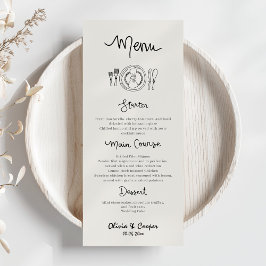 Menu Casamento Retroativo Simples De Desenho De Mão Qui
