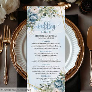 Menu Casamento Romântico Azul Eucalyptus Deixa