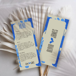 Menu Casamento Romântico Azul Floral