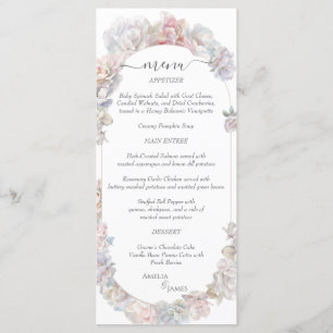 Menu Casamento Romântico Blush Peony Floral
