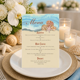 Menu Casamento Romântico com Onda do Oceano Azul e Conc