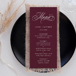 Menu Casamento romântico de caligrafia romântica