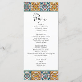 Menu Casamento Romântico de Destino do Azulejo Italiano