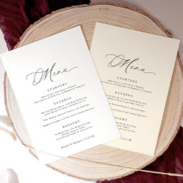 Menu Casamento Romântico Moderno com Caligrafia Delicad