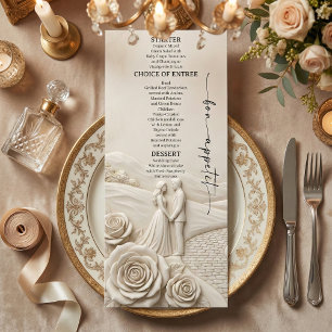 Menu Casamento Romântico no Jardim de Creme Neoclássico