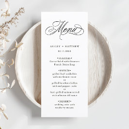 Menu Casamento romântico por caligrafia