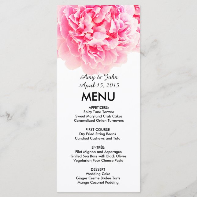 Menu Casamento rosa de peônia com muitas peônias3 (Frente)