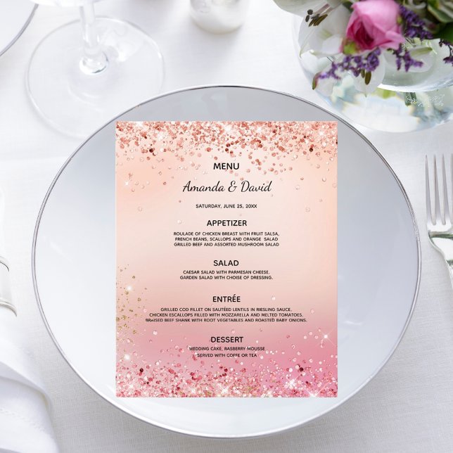 Menu Casamento - rosa dourado - confete cor-de-ros (Criador carregado)