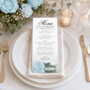 Menu Casamento Rosa Espelhada Azul Poeirento Luz Elegan