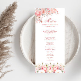Menu Casamento Rosa Floral Elegante