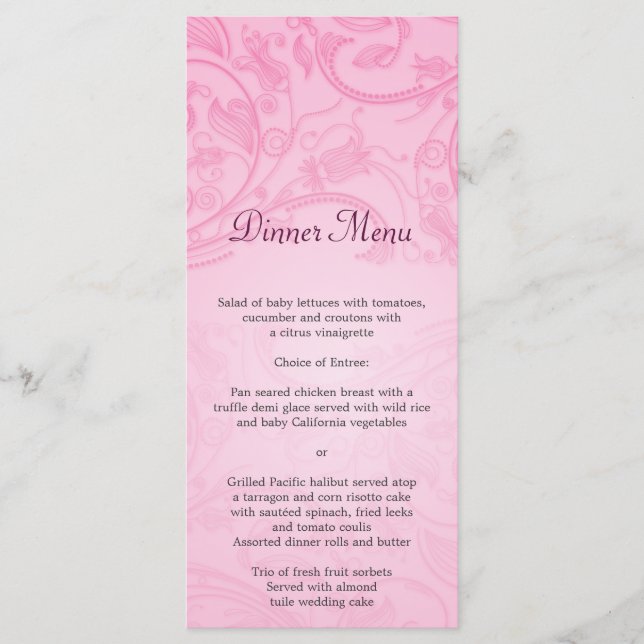 Menu Casamento Rosa Flourish (Frente)