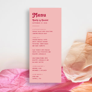 Menu Casamento Rosa Quente e Blush de Chic Retro Summer