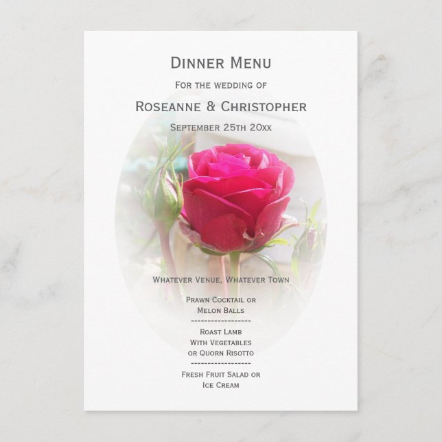 Menu Casamento Rosa Rosebud (Frente)
