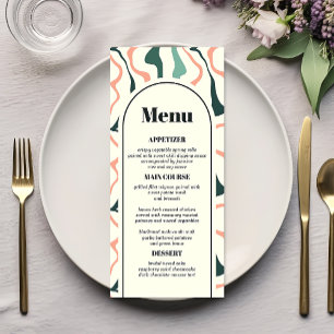 Menu Casamento Rosa Verde Menta Arco Redemoinho Retrô