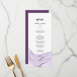 Menu Casamento Roxo Aquarela Moderna