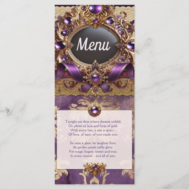 Menu Casamento Roxo e Dourado (Frente)