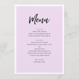 Menu Casamento roxo e moderno. Simples minimalista de l
