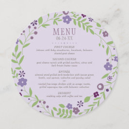 Menu Casamento Roxo e Verdes Florais