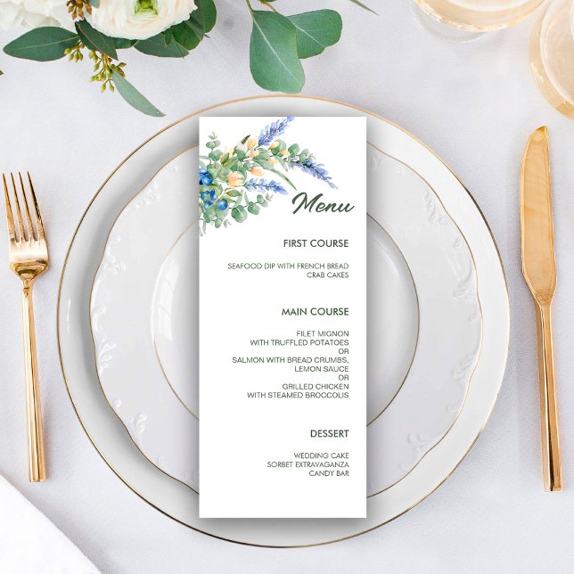 Menu Casamento Russo da Lavanda de Flores Selvagens-Blu (Criador carregado)