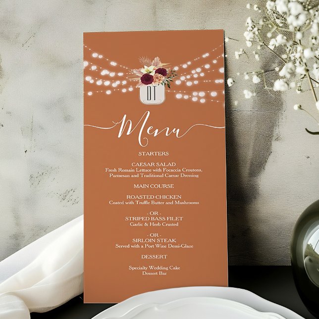Menu Casamento Russo Floral Burgundy (Criador carregado)