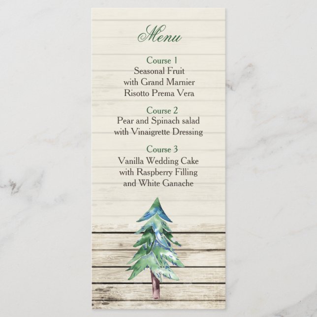Menu Casamento Rustic Barn Wood Pine (Frente)