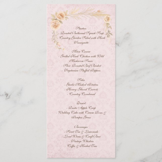 Menu Casamento Rustic Boho Country (Frente)