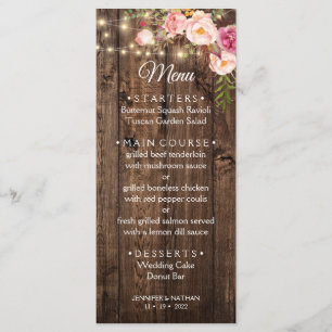 Menu Casamento Rustic Boho Floral Country