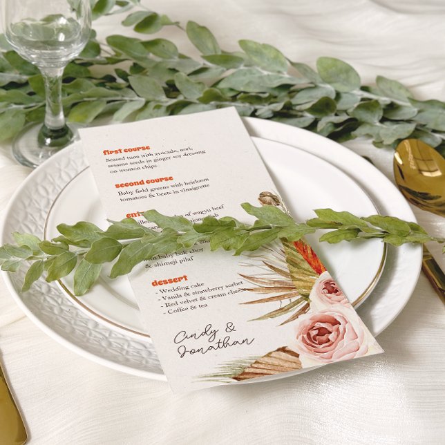 Menu Casamento Rustic Boho Pampas Grass (Criador carregado)