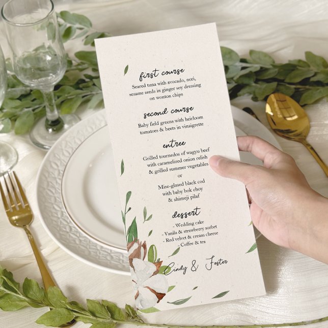 Menu Casamento Rustic Cotton Greenery (Criador carregado)