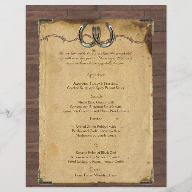 Menu Casamento Rustic Country Horsferes (Frente)