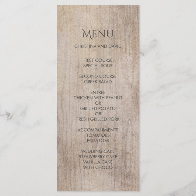 Menu Casamento Rustic Country Wood (Frente)