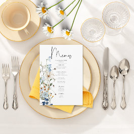 Menu Casamento Rustic Dusty Blue Selvagens & Daisies