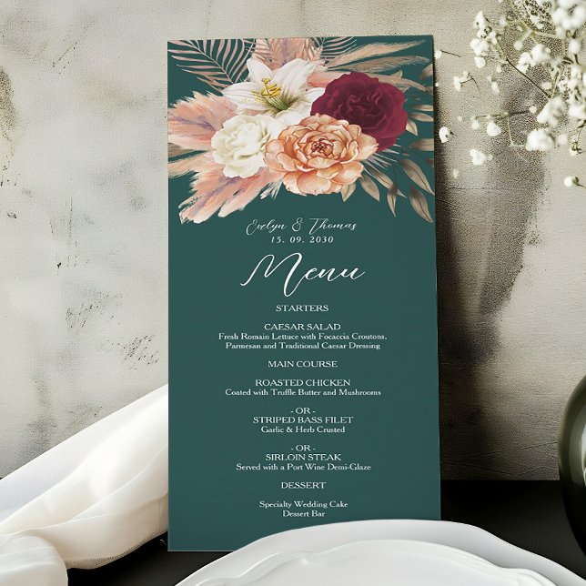 Menu Casamento Rustic Emerald Green (Criador carregado)
