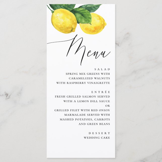 Menu Casamento Rustic Lemon Grove | Pomar de Citrinos d (Frente)