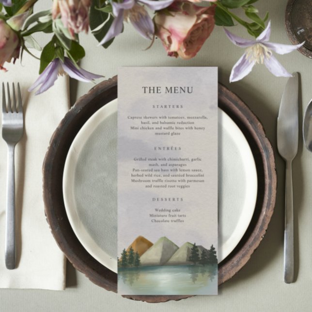 Menu Casamento Rustic Mountain & Lake Evergreen (Criador carregado)