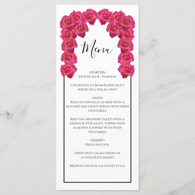 Menu Casamento Rustic Pink Roses (Frente)